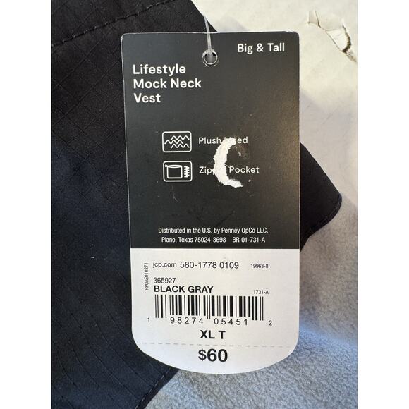 Xersion Big & Tall Mock Neck Fleece Vest Black Gray XLT Layering Piece NSYNC - Picture 9 of 13